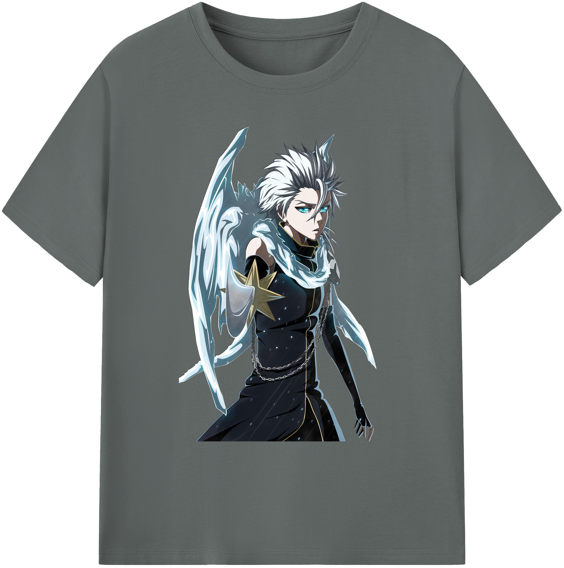 （画像用） ブリーチ 日番谷冬獅郎（ひつがや とうしろう） BLEACH Hitsugaya Toushirou 綿100％ メンズ半袖Tシャツ｜肌触りやわらか＆通気性